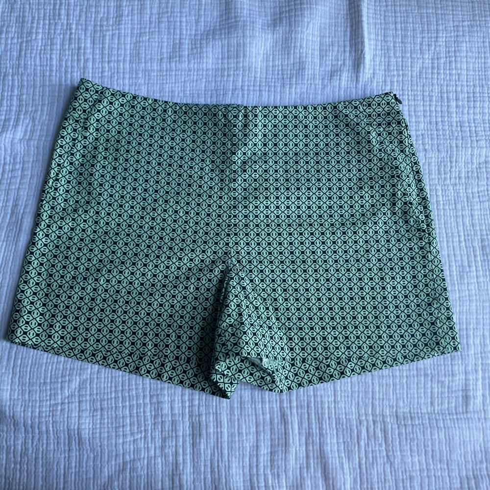 Banana Republic Size 8 Flat front hidden side zipper green and black shorts